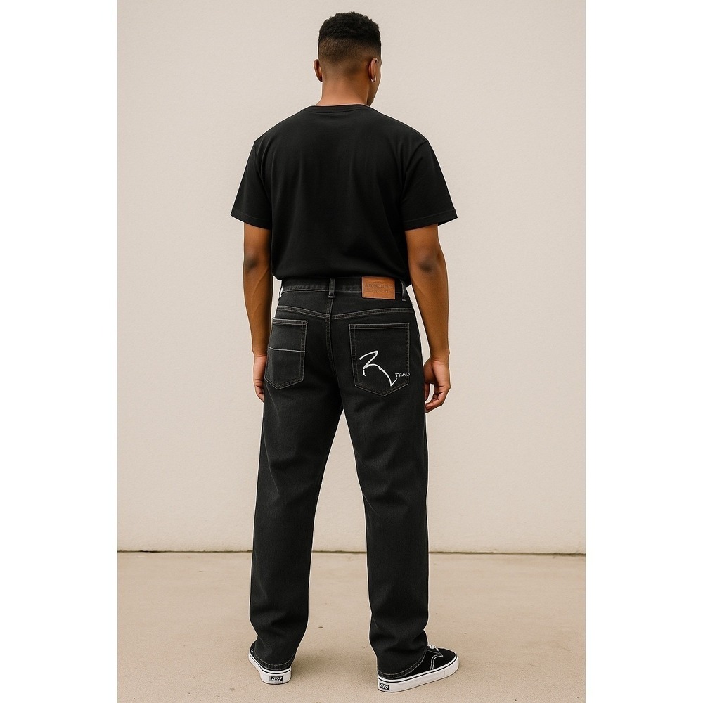 Ricco‎ Tizio Rich Guy Black Jeans Men's Size 40 Straight Leg Denim